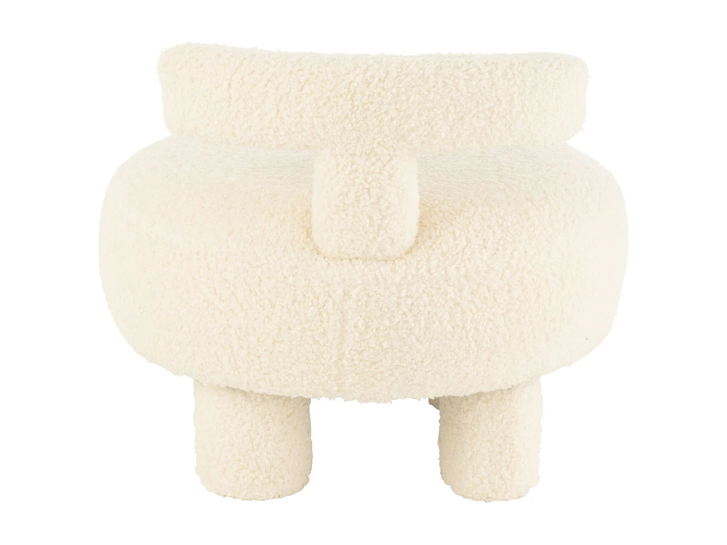 Puf redondo con respaldo en tejido bouclé