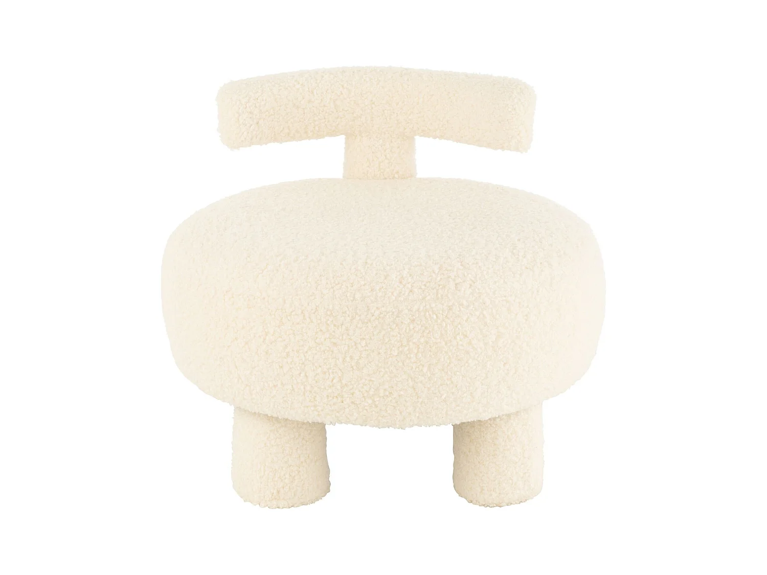 Pouf Design avec Dossier "Bouclette" 52cm Blanc