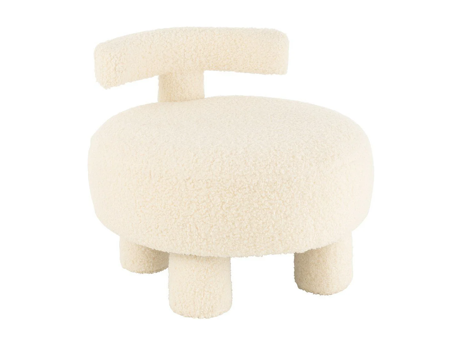 Pouf Design avec Dossier "Bouclette" 52cm Blanc