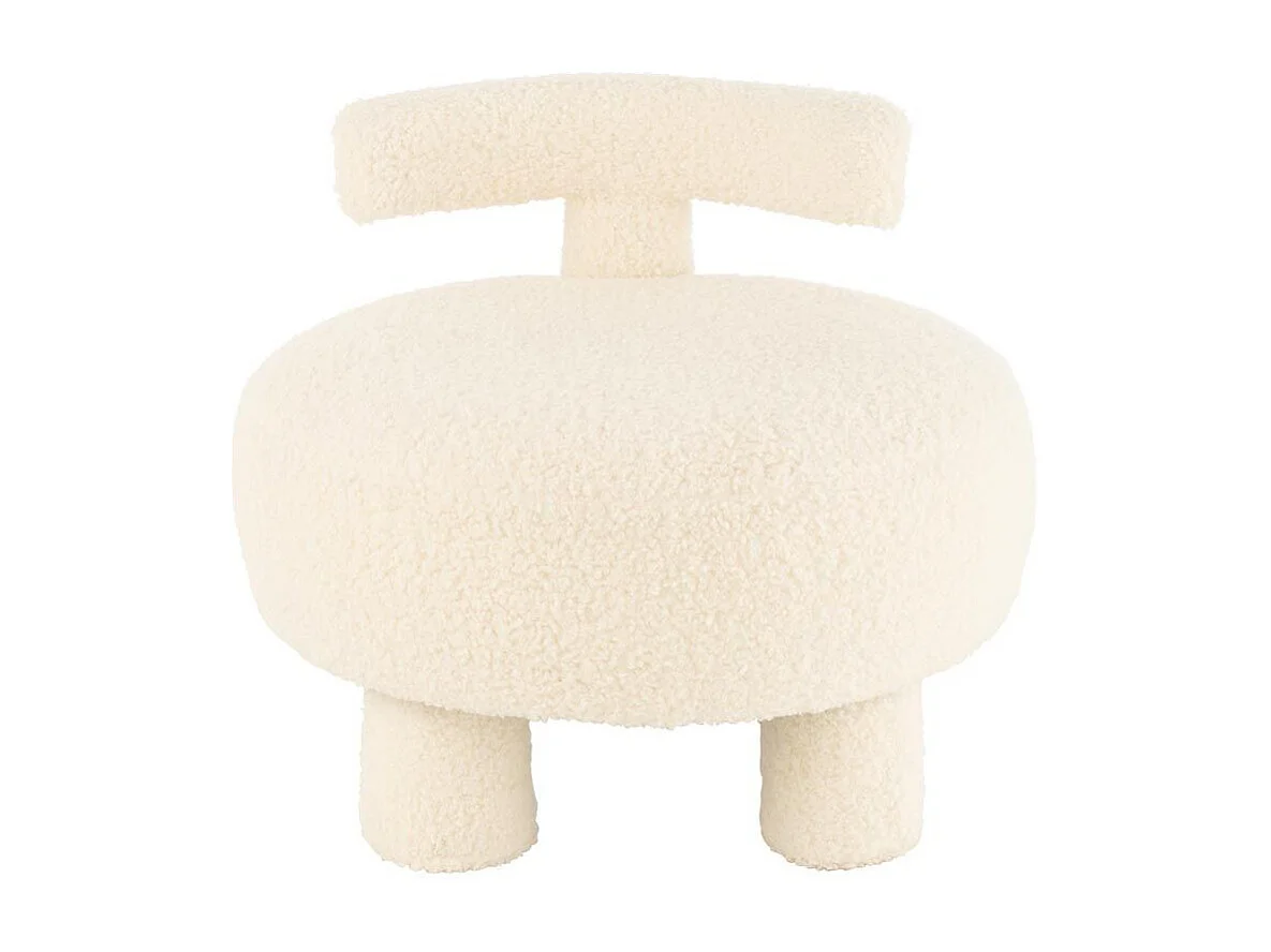 Pouf Design avec Dossier "Bouclette" 52cm Blanc
