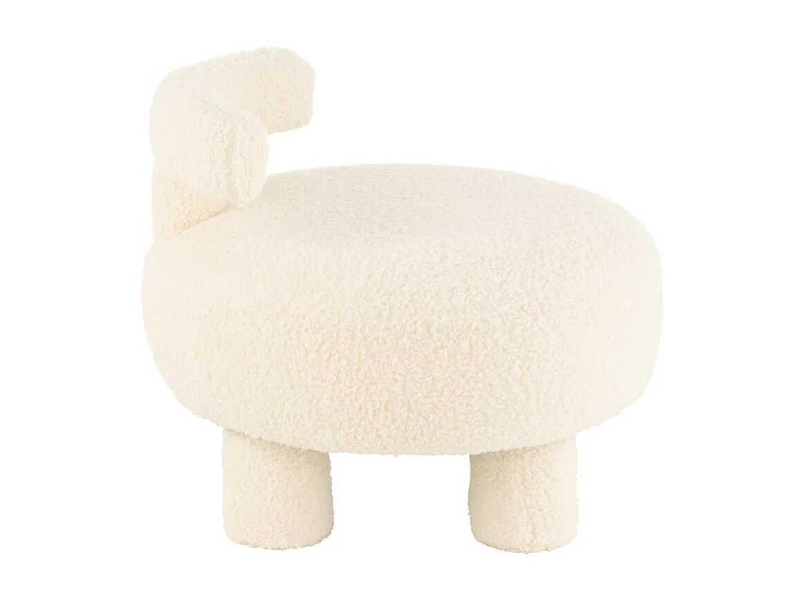 Pouf Design avec Dossier "Bouclette" 52cm Blanc