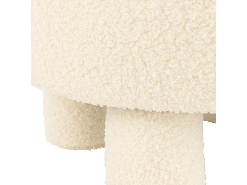 Pouf Design avec Dossier "Bouclette" 52cm Blanc