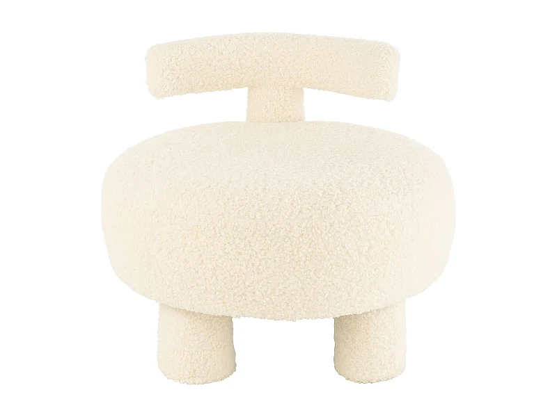 Pouf Design avec Dossier "Bouclette" 52cm Blanc