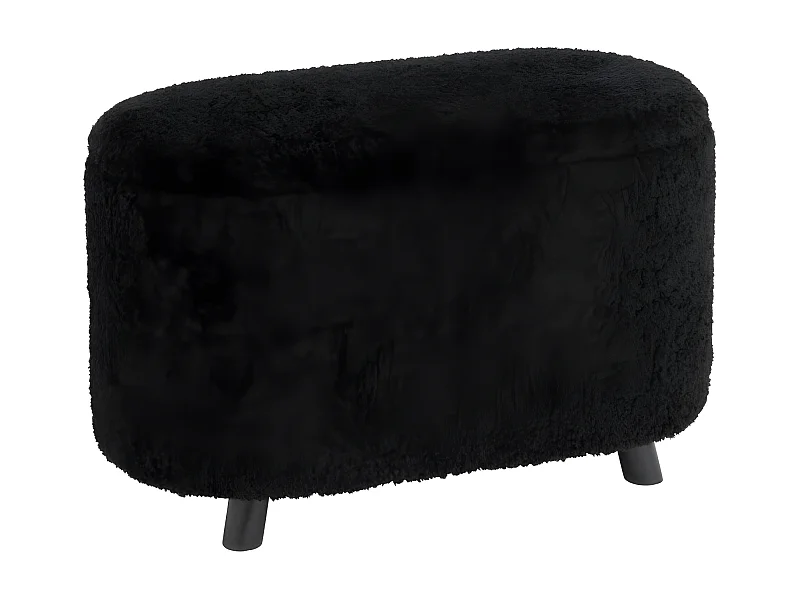 Pouf & Coffre de Rangement "Teddy" 80cm Noir