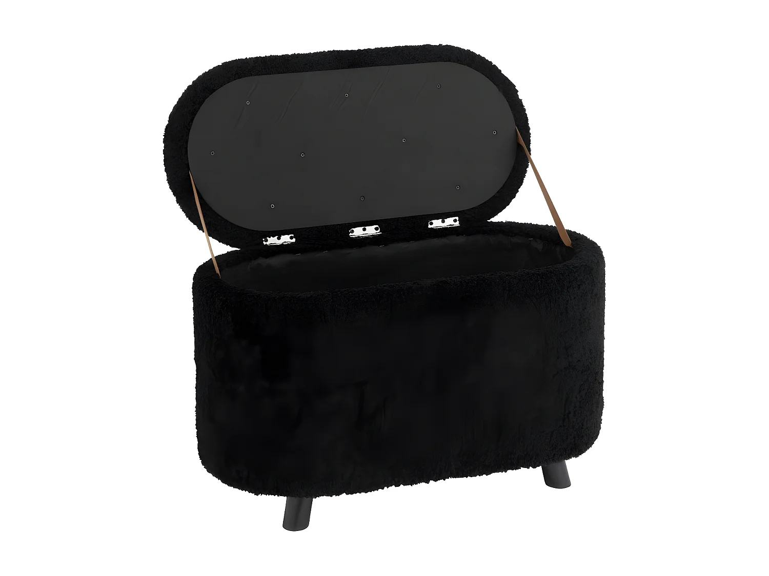 Pouf & Coffre de Rangement "Teddy" 80cm Noir
