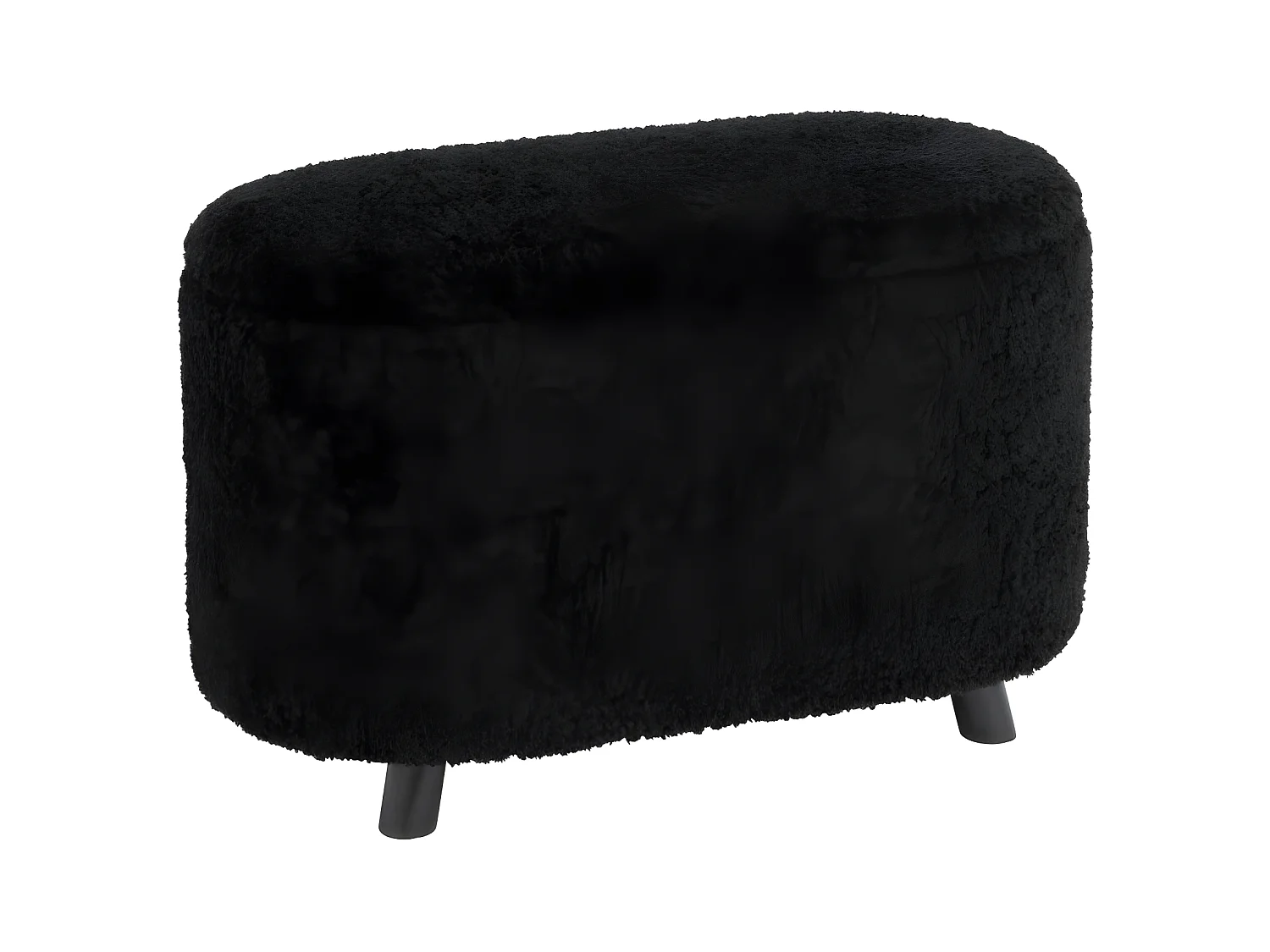 Pouf & Coffre de Rangement "Teddy" 80cm Noir