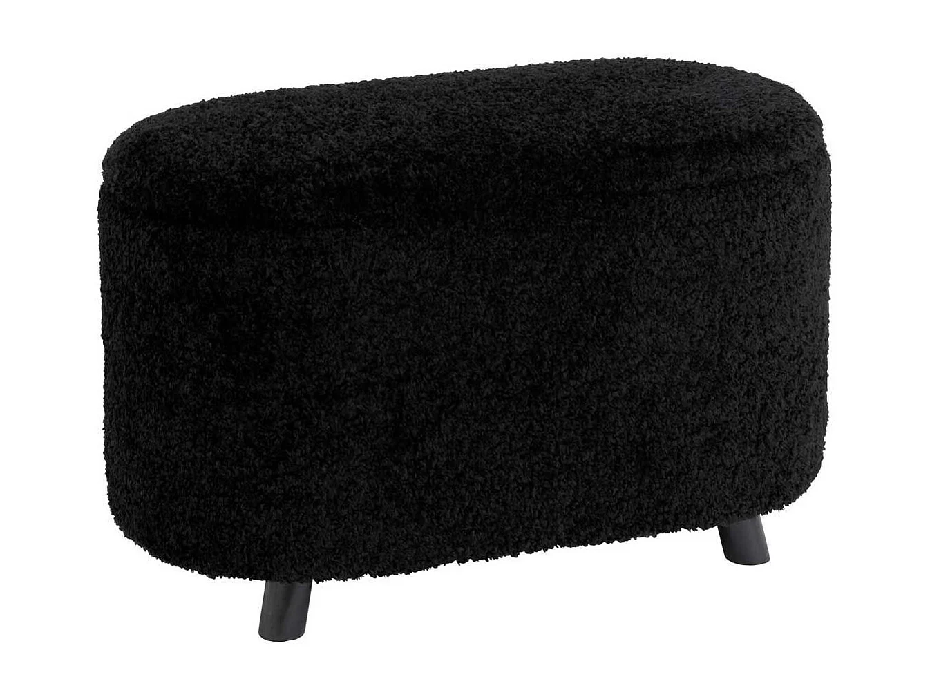 Pouf & Coffre de Rangement "Teddy" 80cm Noir