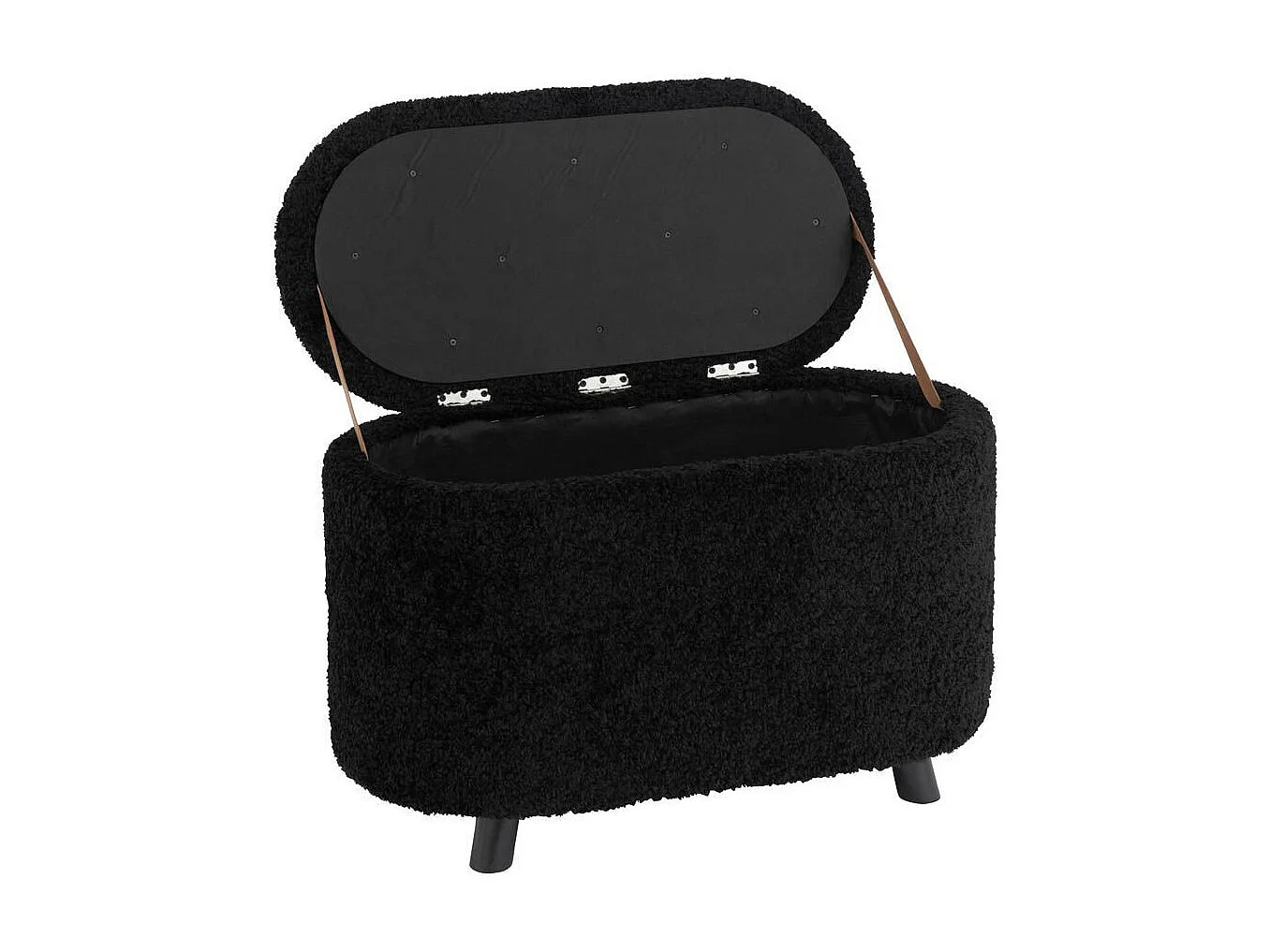 Pouf & Coffre de Rangement "Teddy" 80cm Noir