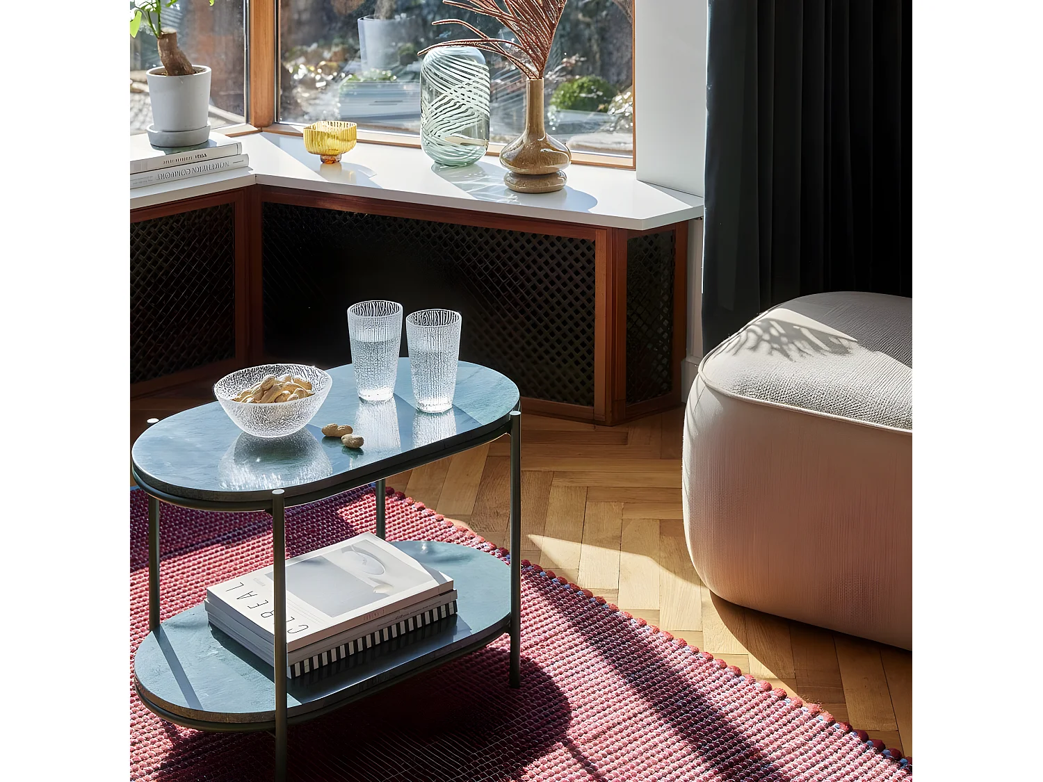 Pouf cube 57x57cm en tissu ELIANO