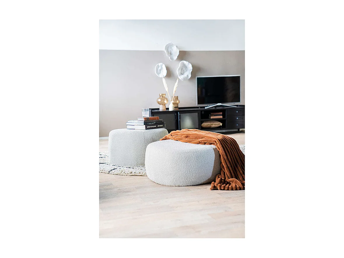 Pouf Liby - Beige - 70x48.5x42 cm - Petit modèle