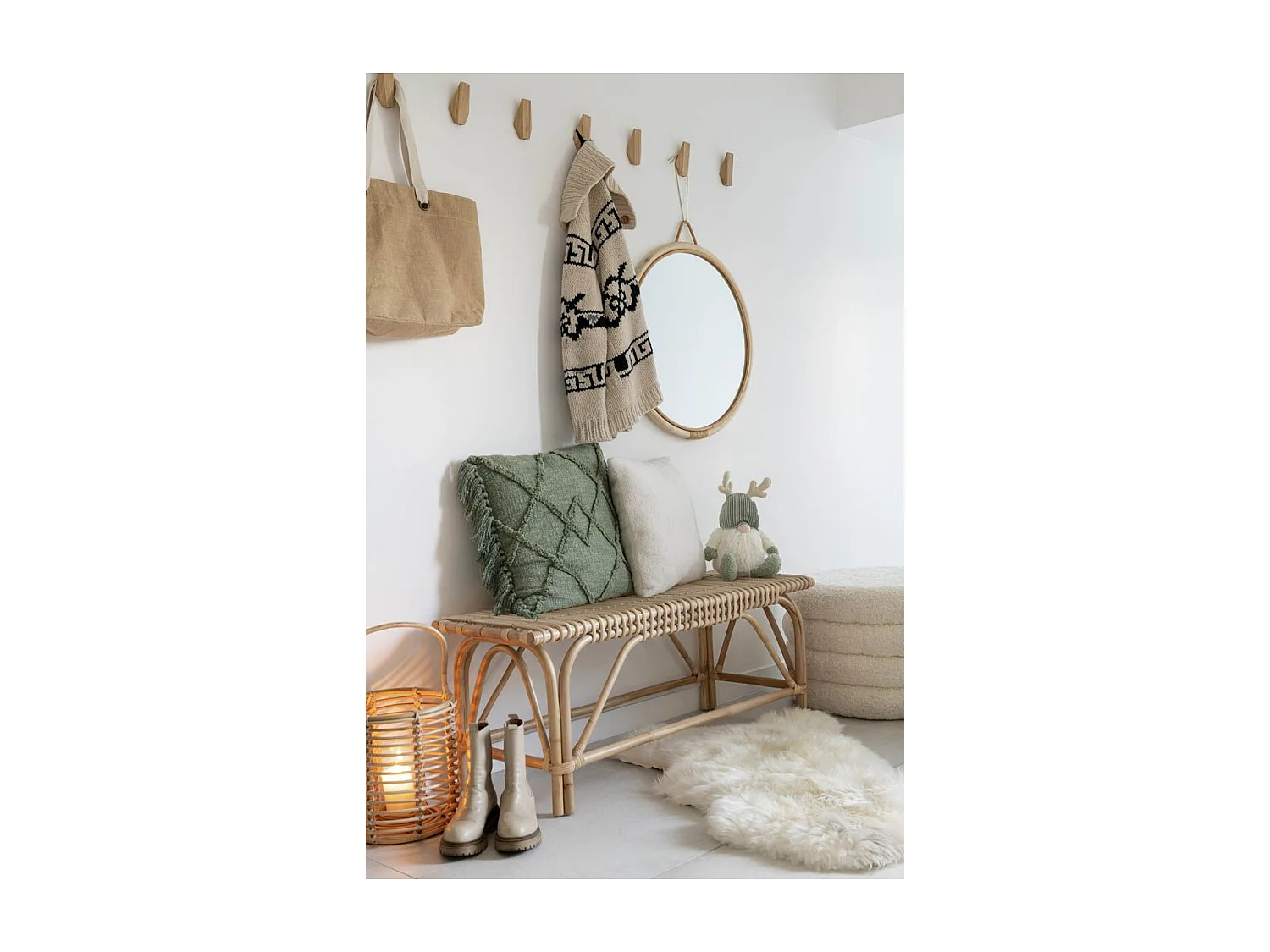 Pouf Rond Design "Teddy" 65cm Blanc