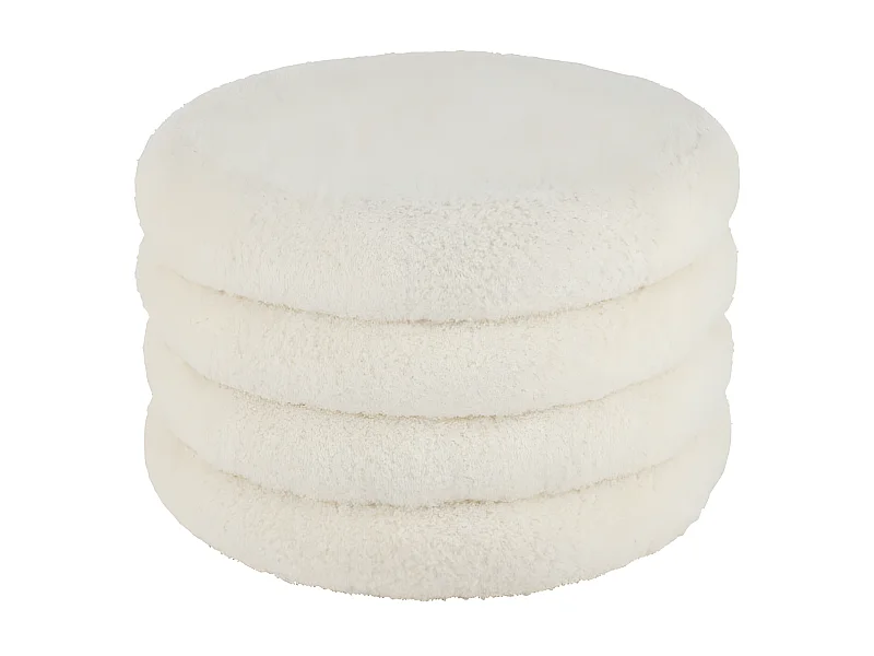 Pouf Rond Design "Teddy" 65cm Blanc