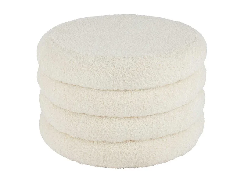 Pouf Rond Design "Teddy" 65cm Blanc