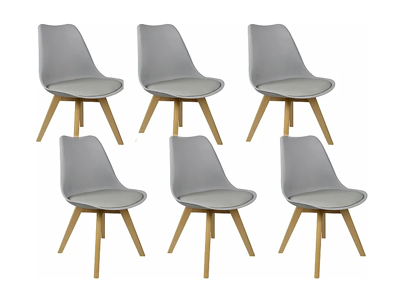Silla Estilo Nordico Gris, 6 unidades