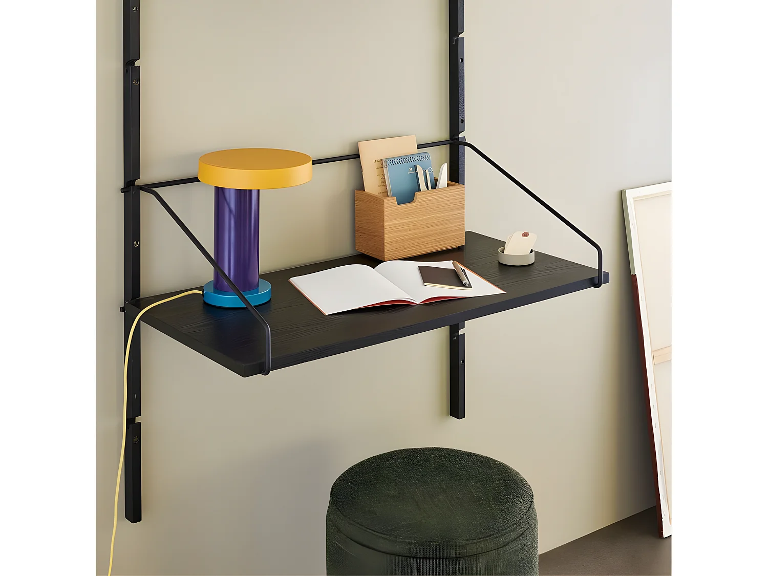 Pouf rond à roulettes 42cm avec coffre en tissu vert OXFORD