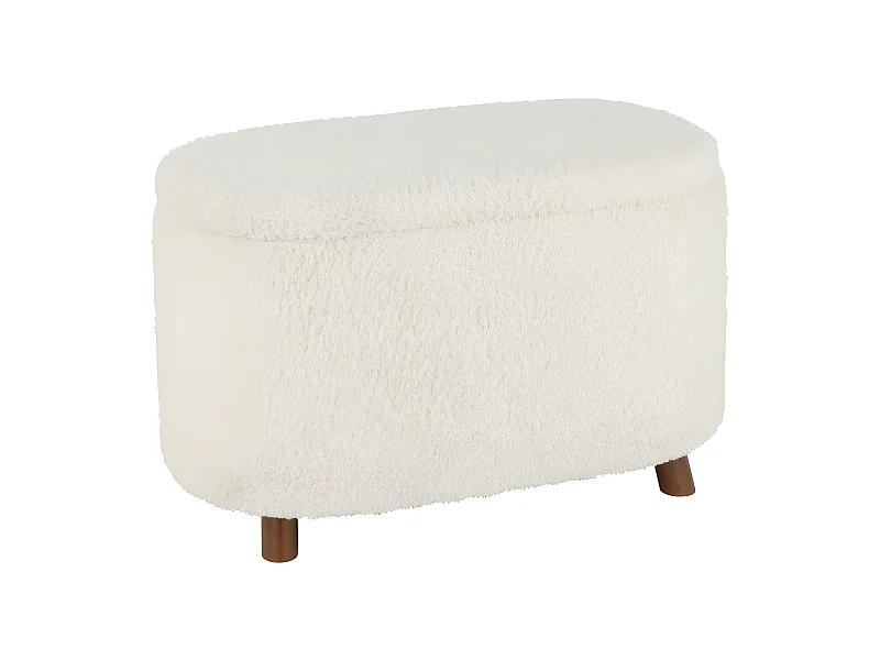 Pouf & Coffre de Rangement "Teddy" 80cm Blanc