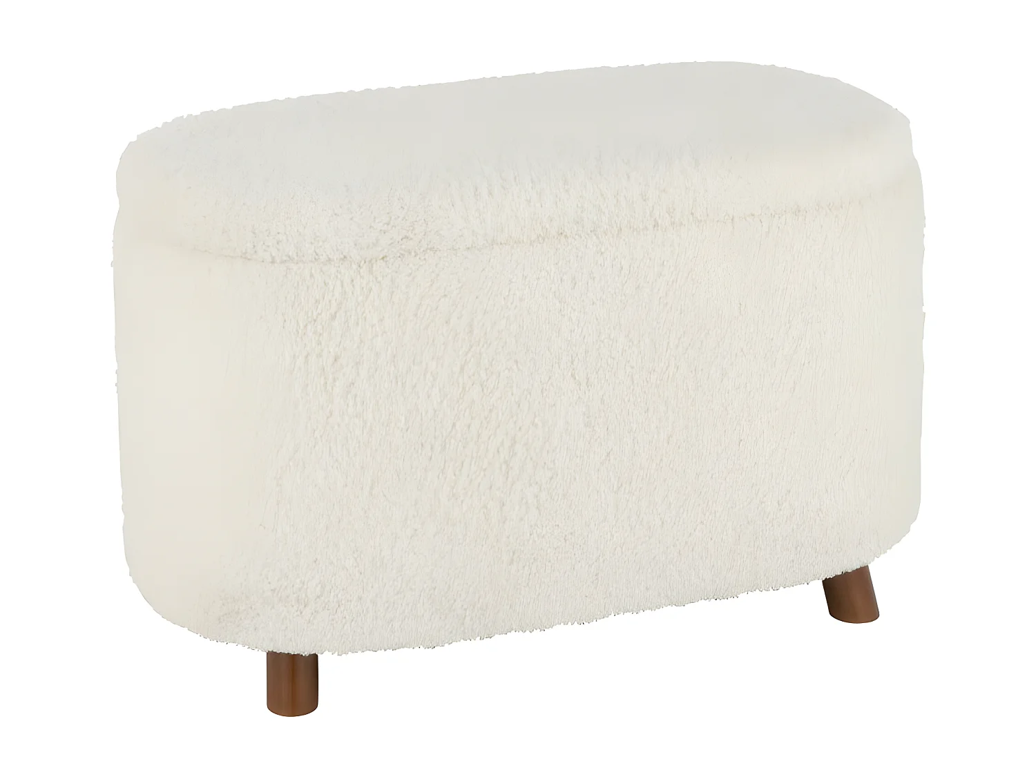 Pouf & Coffre de Rangement "Teddy" 80cm Blanc