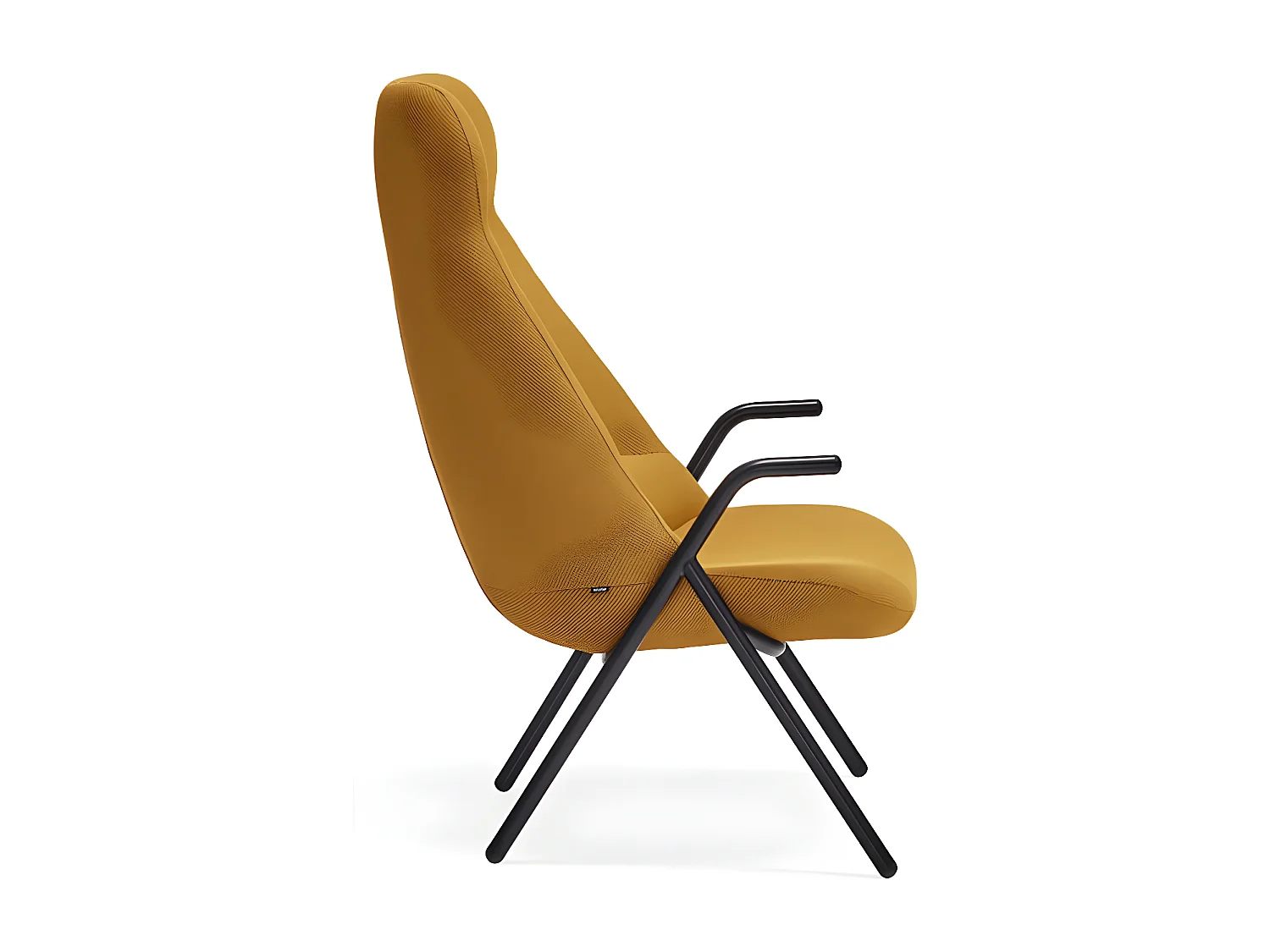 Fauteuil haut dossier pieds métal en tissu DINS