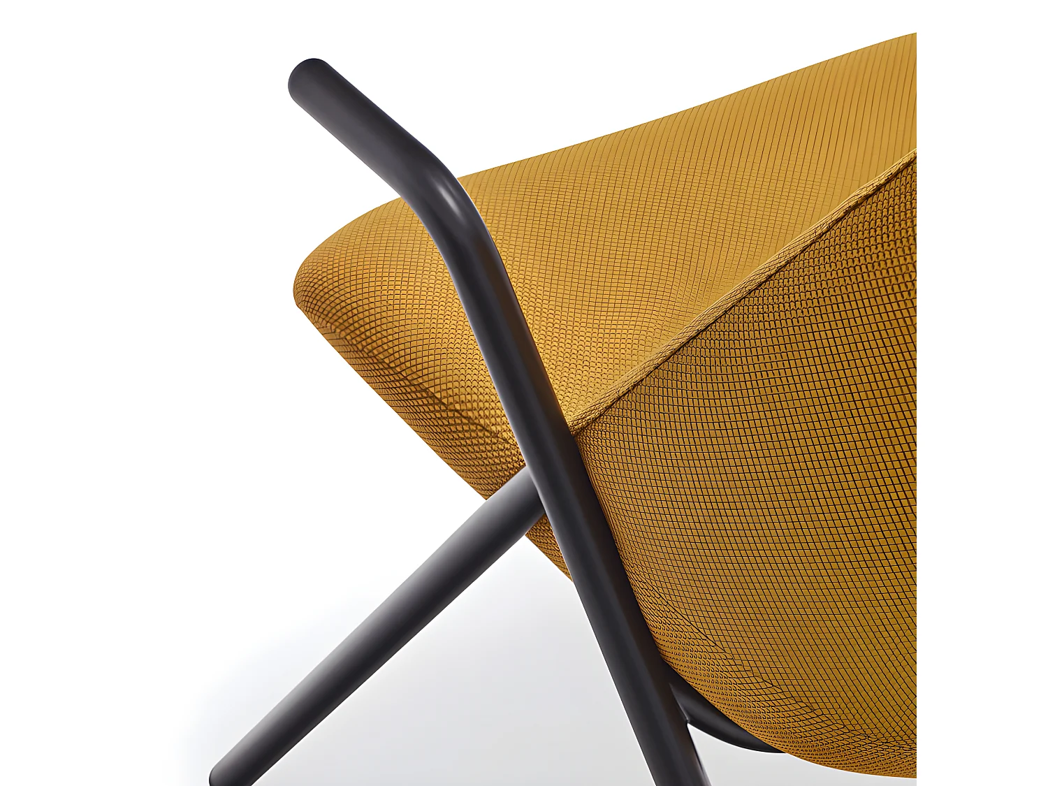 Fauteuil haut dossier pieds métal en tissu DINS