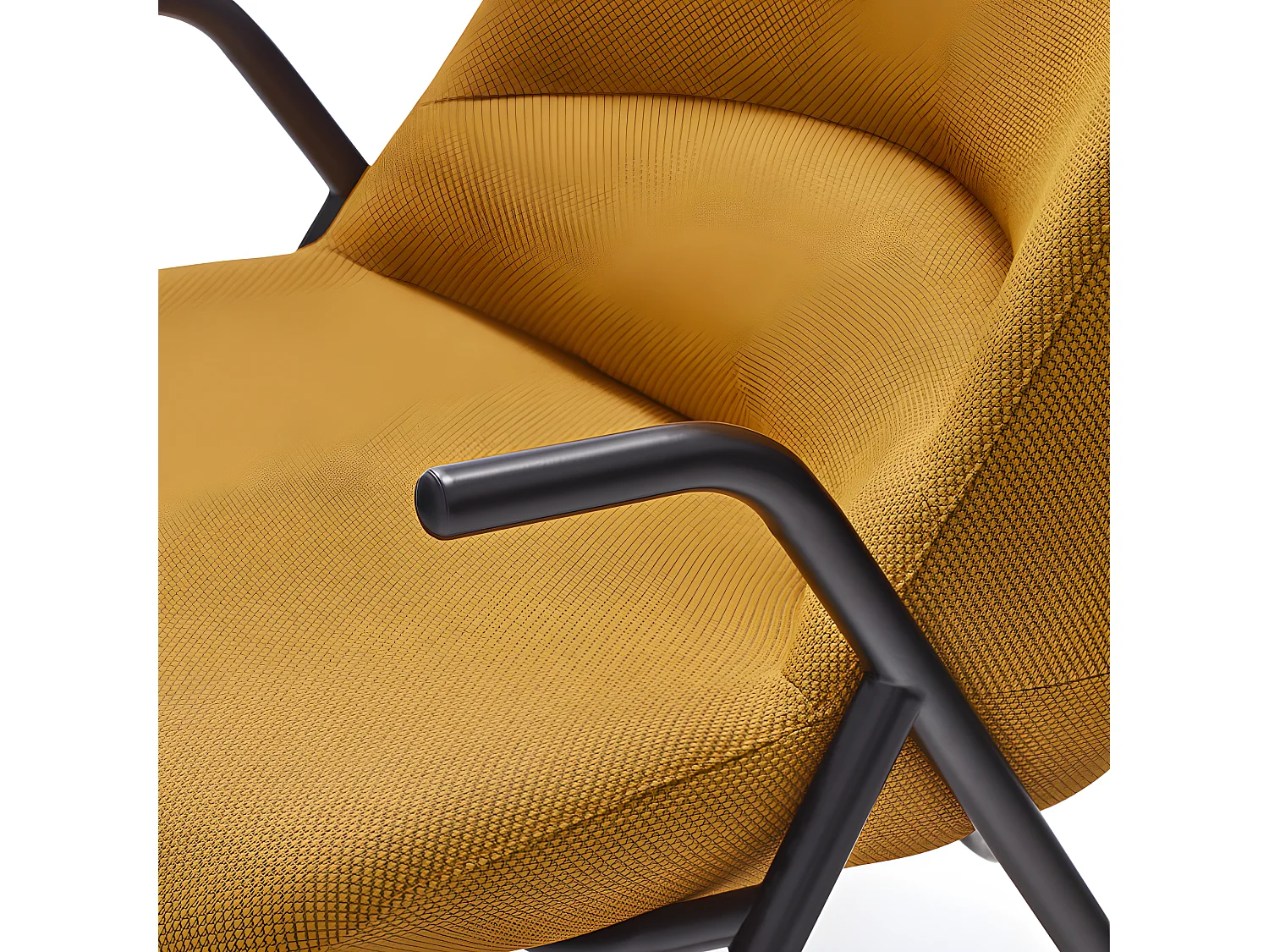 Fauteuil haut dossier pieds métal en tissu DINS