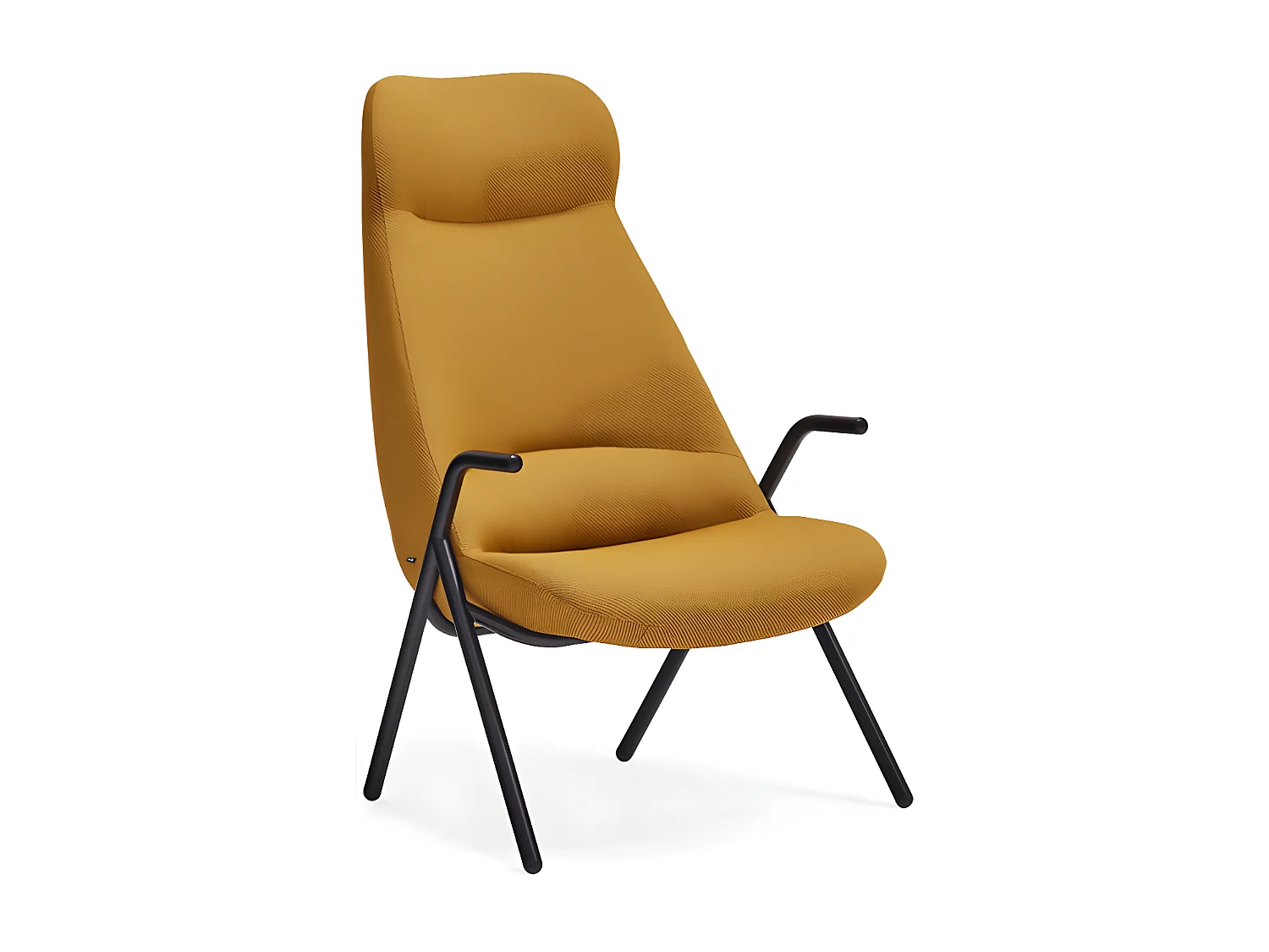 Fauteuil haut dossier pieds métal en tissu DINS