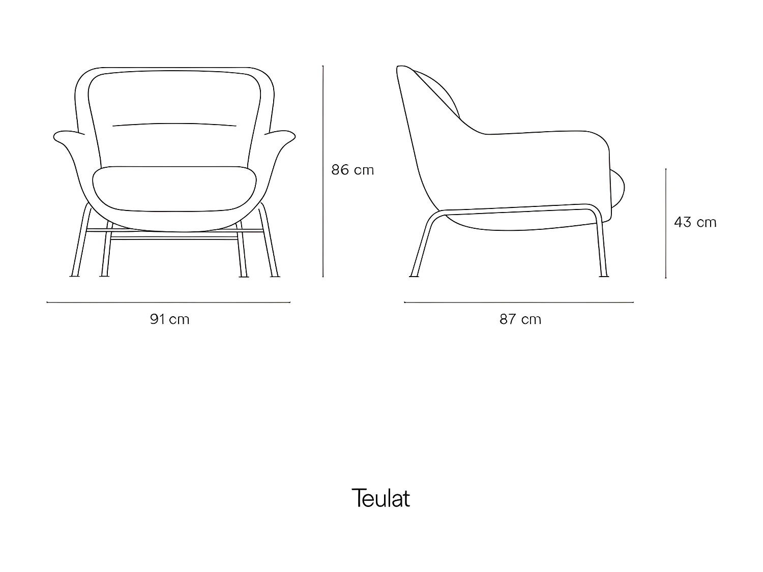 Fauteuil design en tissu pieds métal SADIRA