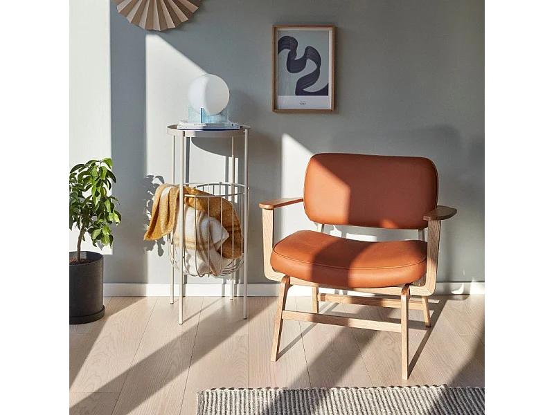 Fauteuil style rétro en simili marron JAKAIO