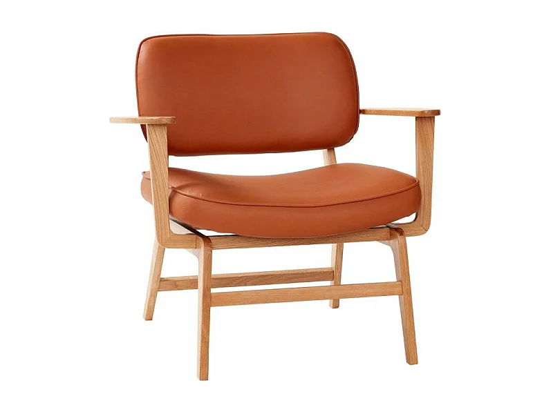 Fauteuil style rétro en simili marron JAKAIO