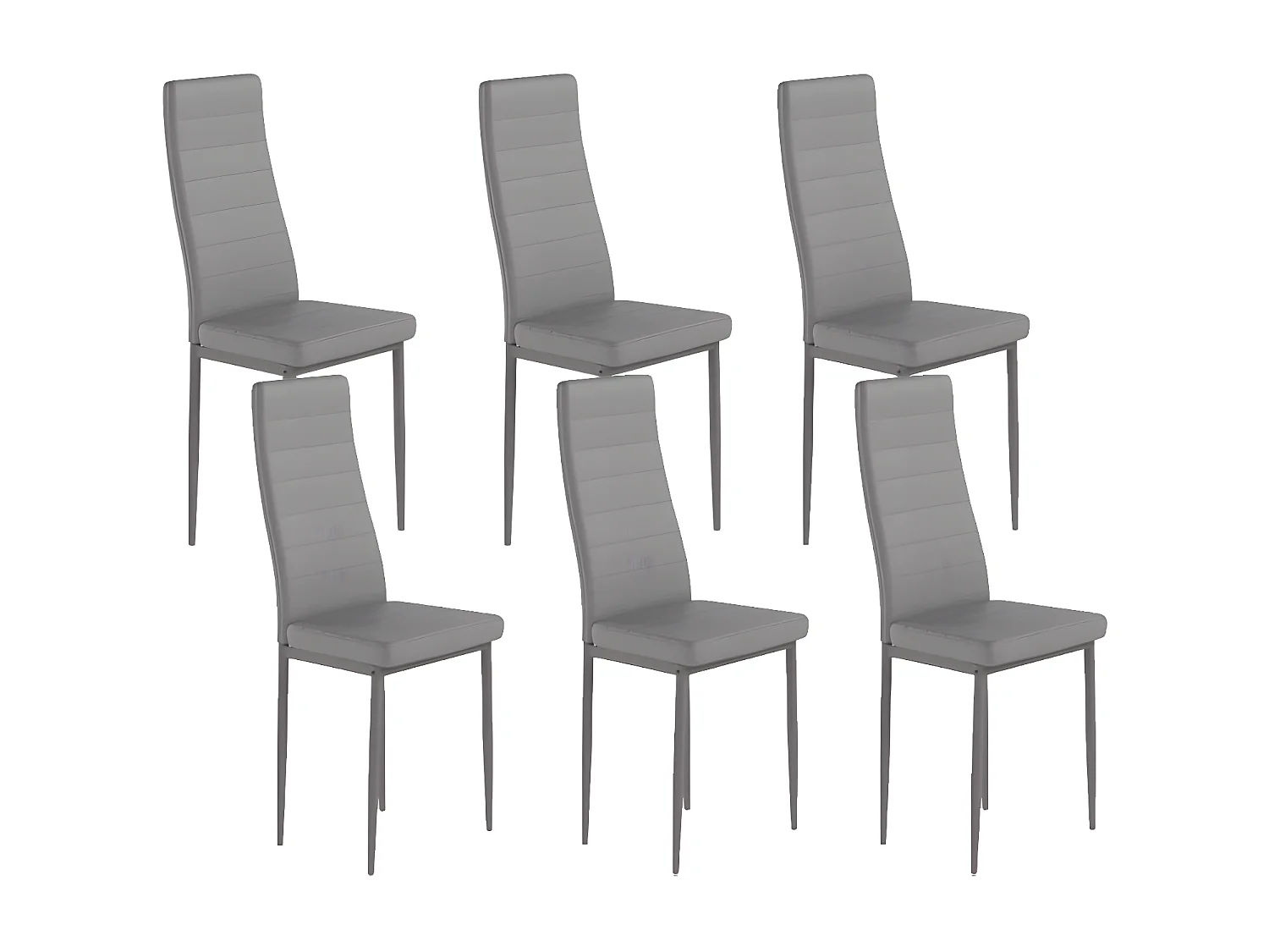 Silla de Comedor en Polipiel/metal, Gris, 6 unidades