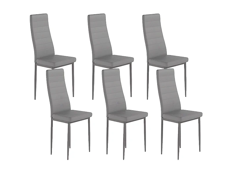 Cadeira de Jantar em Couro Sintético/metal Cinza, 6 unidades