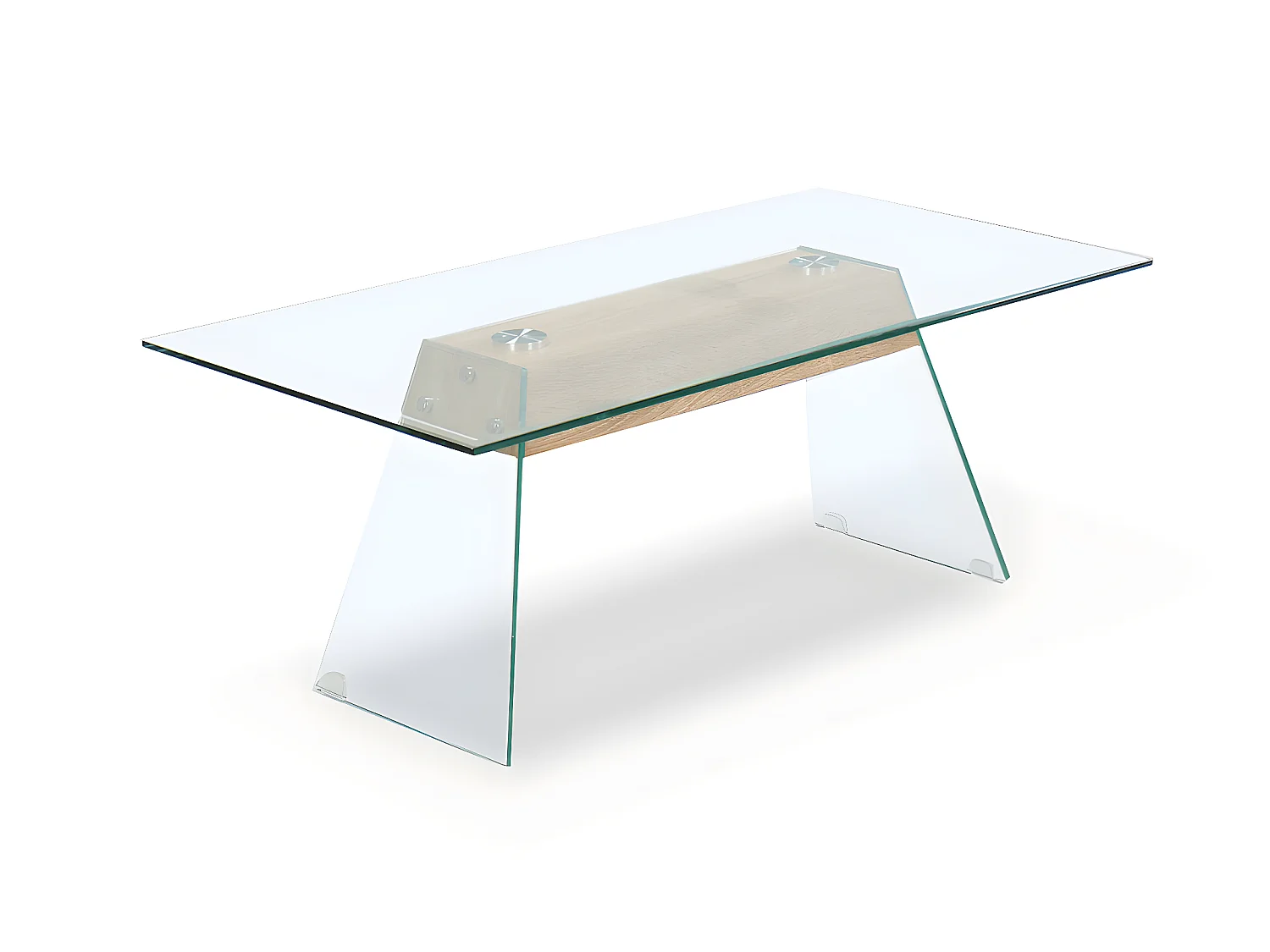 Mesa de Centro de Cristal Templado Rectangular, Blanco 110x55 cm
