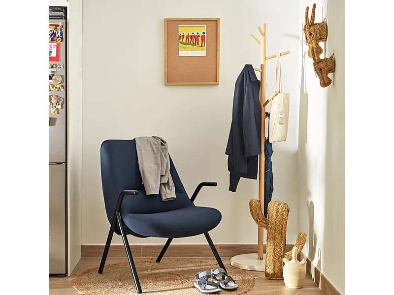 Fauteuil en tissu avec accoudoirs en métal DINS