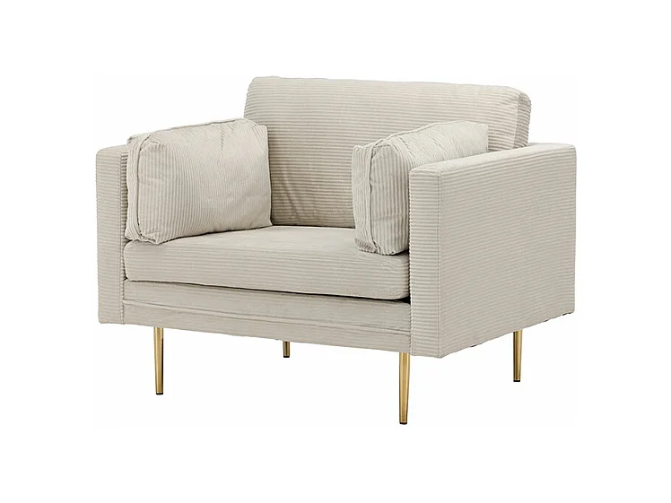 Fauteuil Design Velours Côtelé "Boom" 110cm Beige Clair