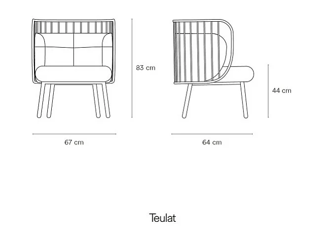 Fauteuil contemporain en tissu et métal NABI