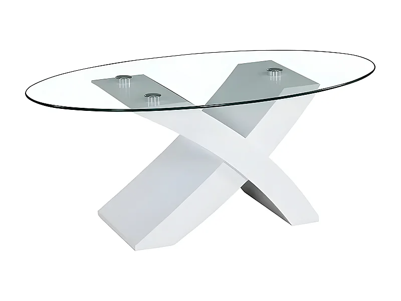 Mesa de Centro em Vidro Temperado Lore, Branco 110x60cm