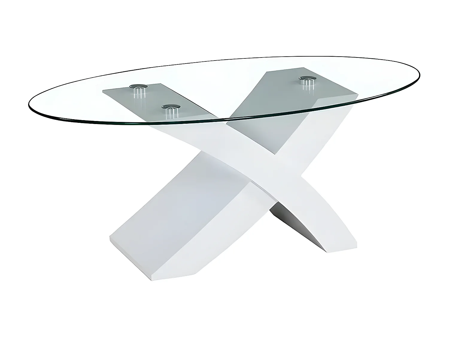 Mesa de Centro em Vidro Temperado Lore, Branco 110x60cm