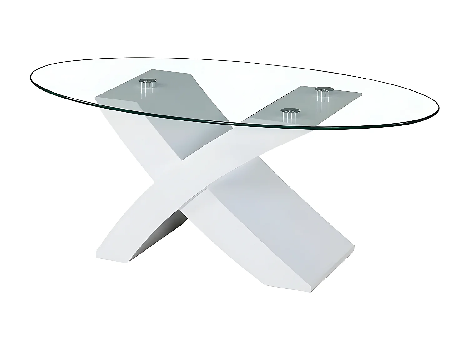 Mesa de Centro em Vidro Temperado Lore, Branco 110x60cm