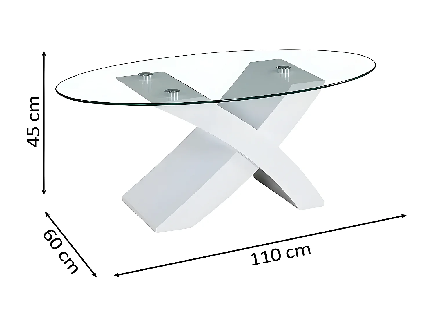 Mesa de Centro em Vidro Temperado Lore, Branco 110x60cm