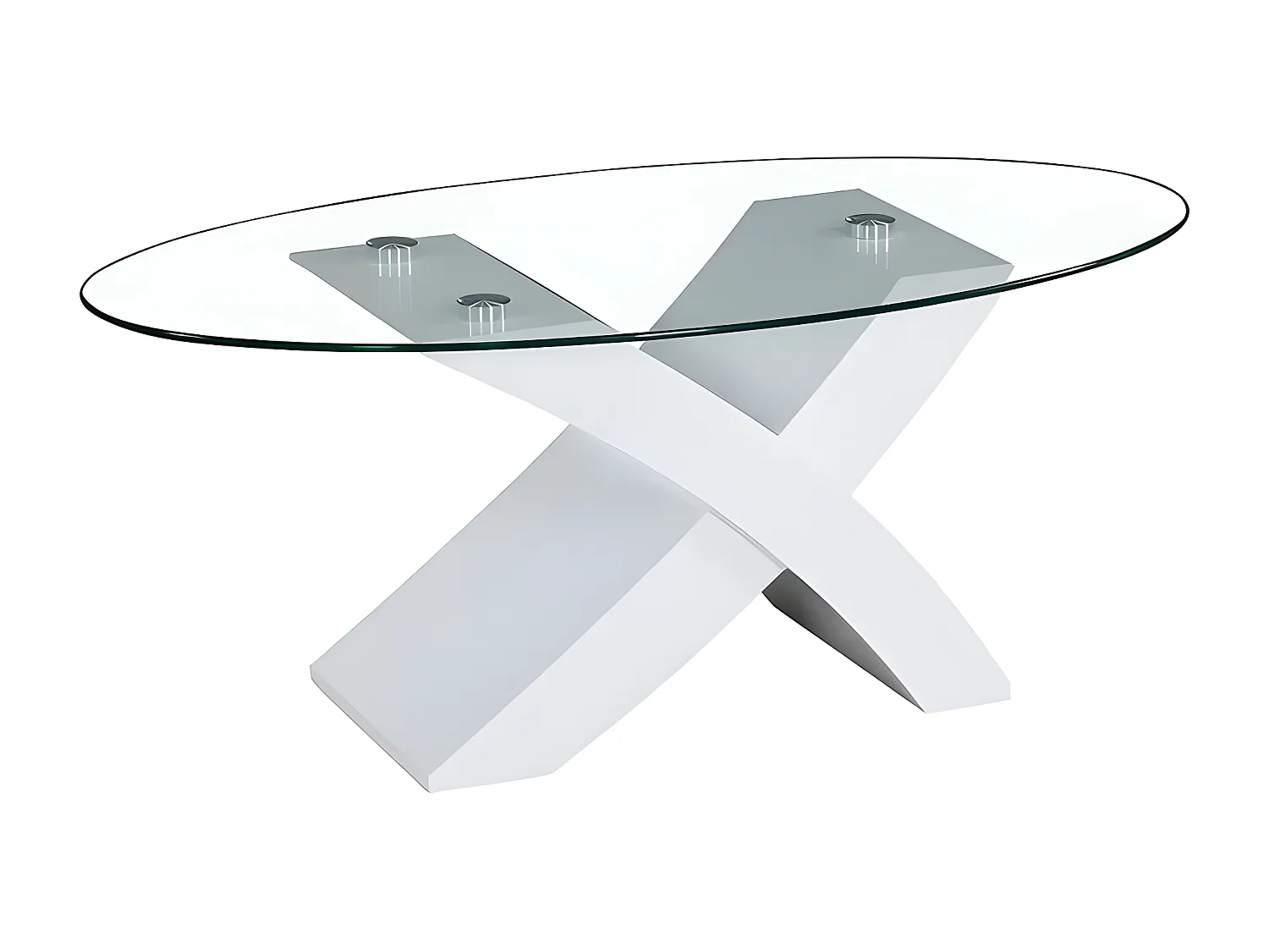 Mesa de Centro em Vidro Temperado Lore, Branco 110x60cm