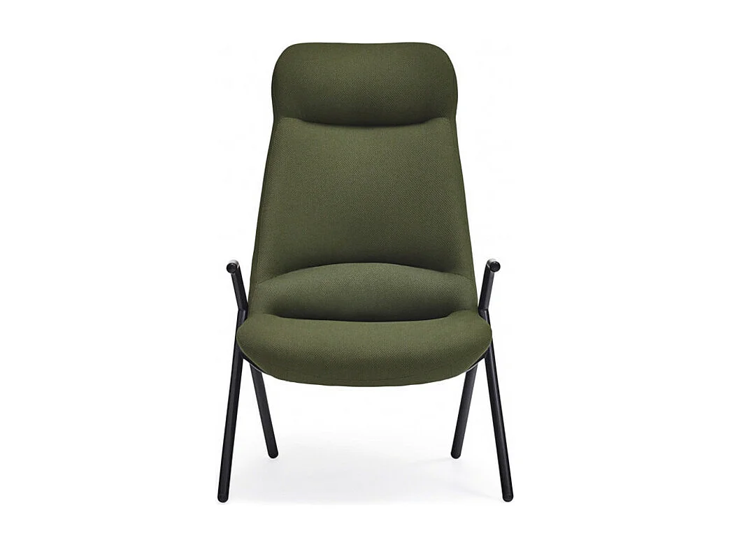 Fauteuil haut dossier pieds métal en tissu DINS