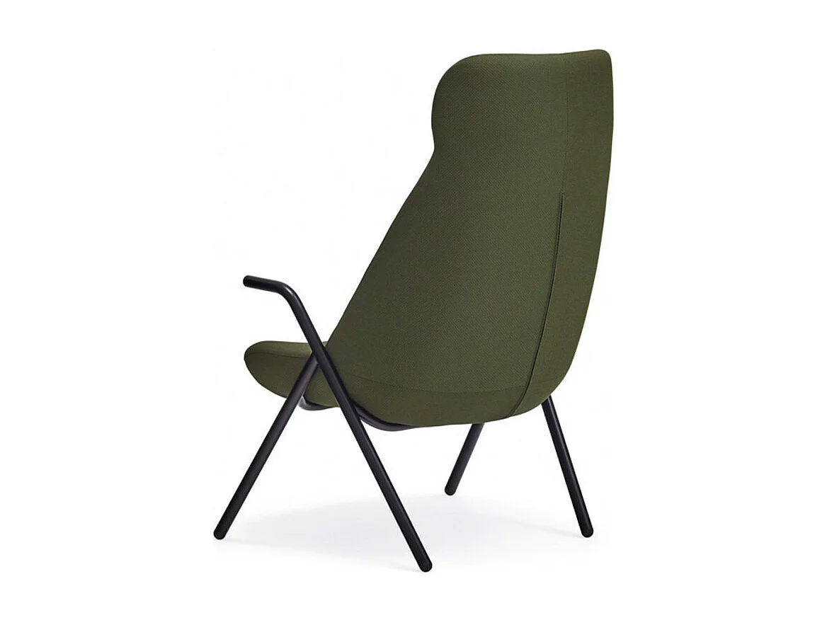 Fauteuil haut dossier pieds métal en tissu DINS