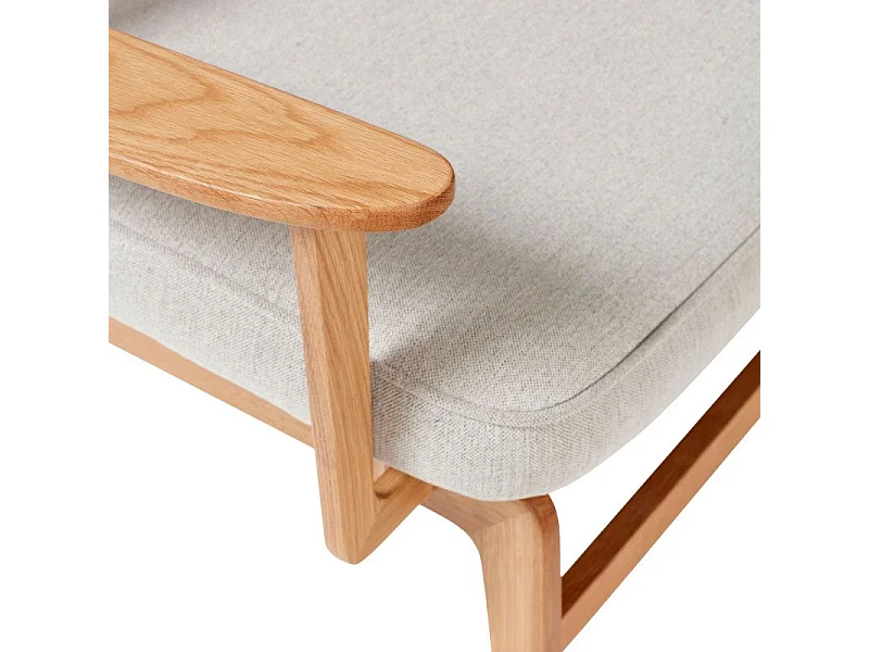 Fauteuil rétro en bois et tissu gris JAKAIO