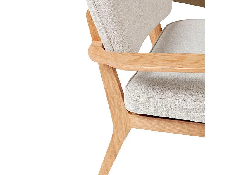 Fauteuil rétro en bois et tissu gris JAKAIO