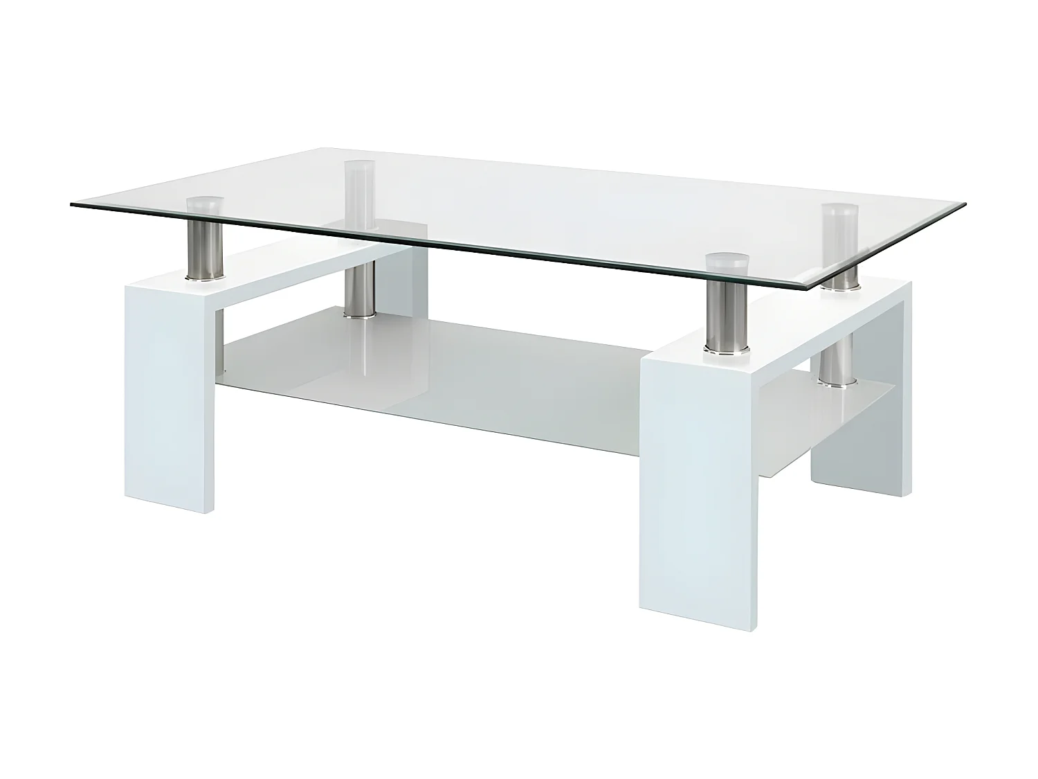 Mesa de Centro em Vidro Temperado Missouri, Branco 110x60cm