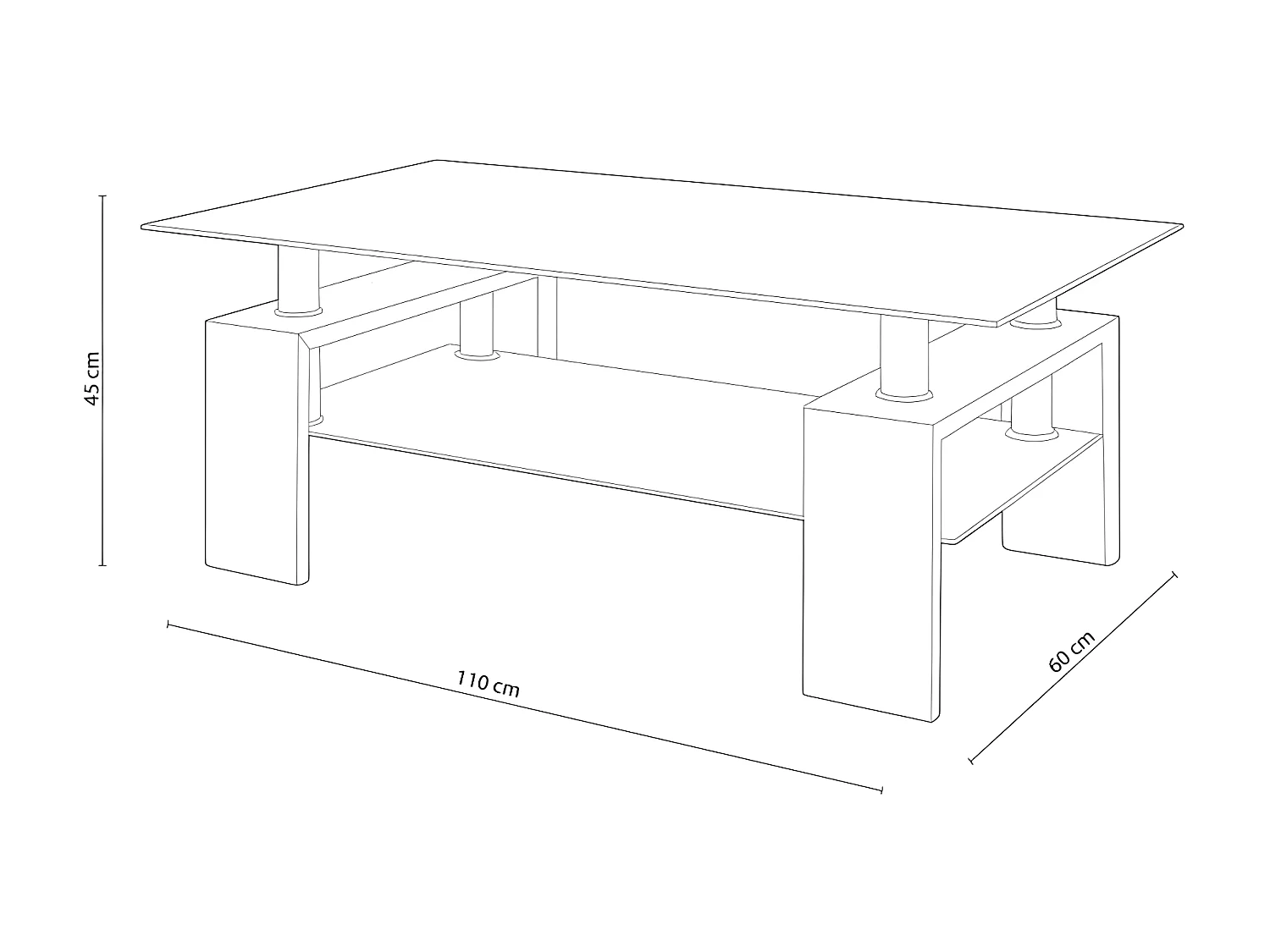 Mesa de Centro em Vidro Temperado Missouri, Branco 110x60cm