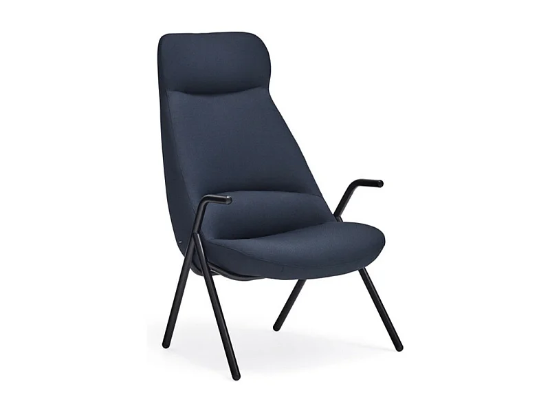 Fauteuil haut dossier pieds métal en tissu DINS