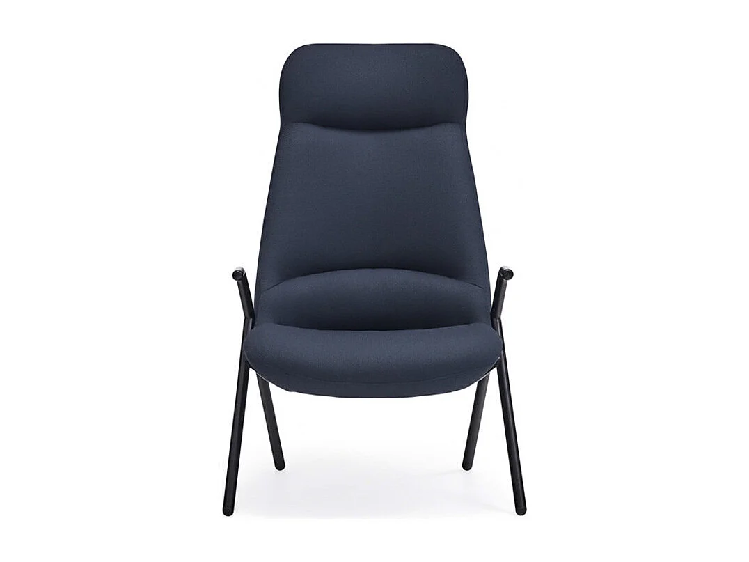 Fauteuil haut dossier pieds métal en tissu DINS