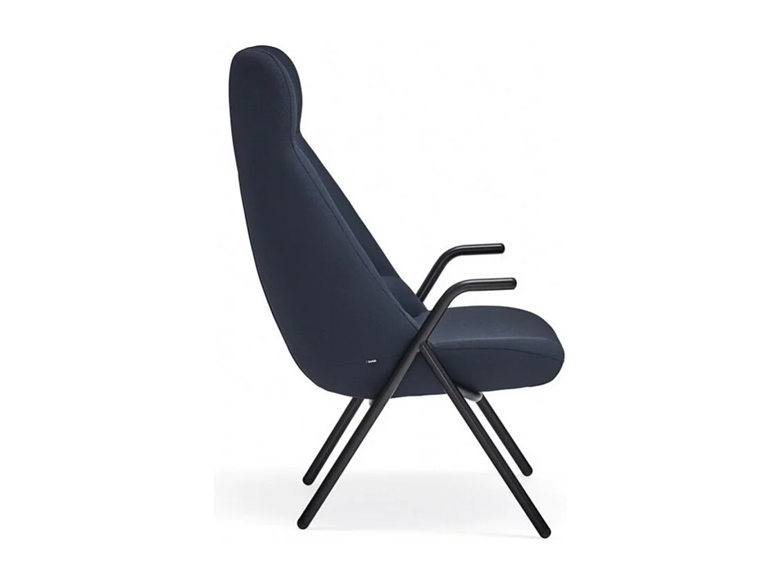 Fauteuil haut dossier pieds métal en tissu DINS