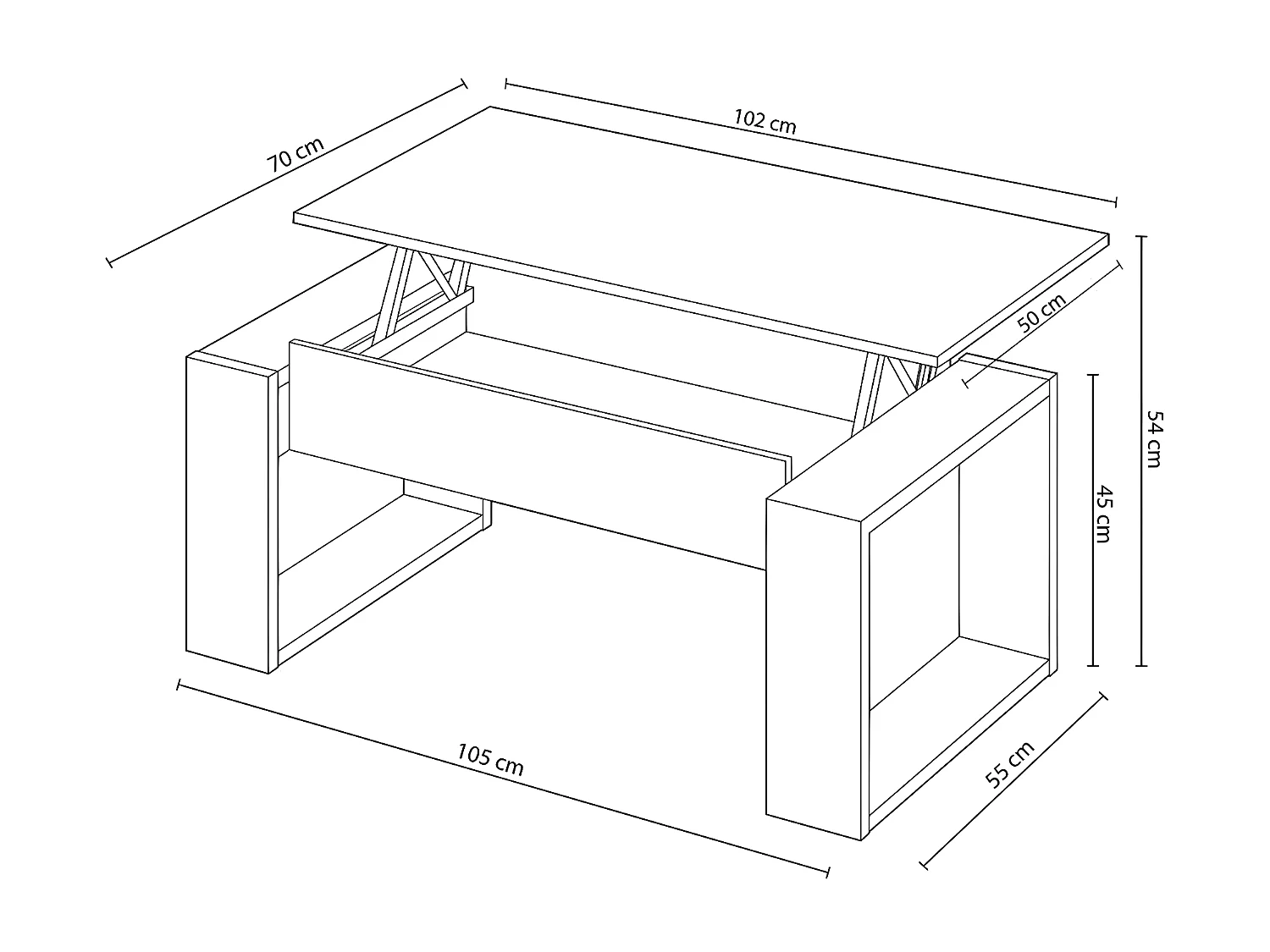 Mesa de Centro Elevatoria Urban, Branco 105x55cm