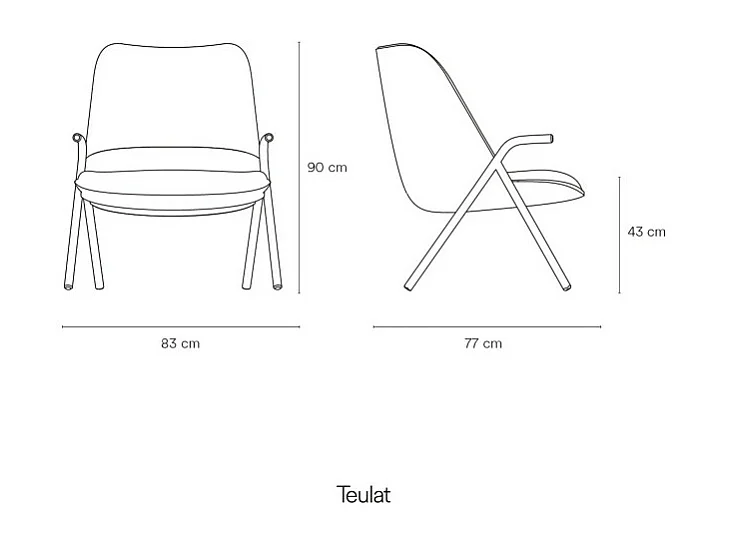Fauteuil en tissu avec accoudoirs en métal DINS